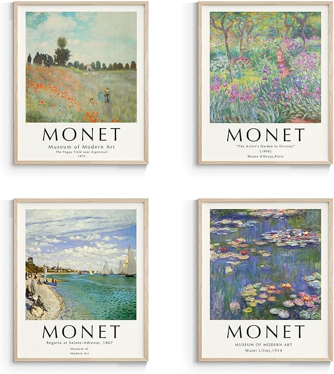 Claude Monet Artwork Paintings - UNFRAMED Wall Art Posters, Famouse Painting Prints, Vintage Decor for Living Room & Bathroom - 11"x14"
