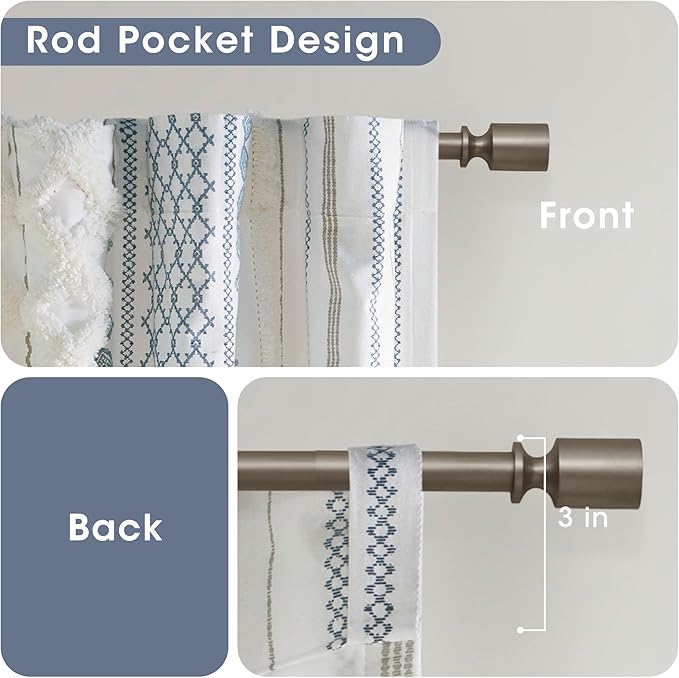 INK+IVY Boho Curtains for Bedroom Single Panel Window Curtains for Living Room, 100% Cotton Tufted Chenille Stripe Modern Farmhouse Curtains Light Filtering Drapes for Bedroom, 50" x 84", Ivory/Navy