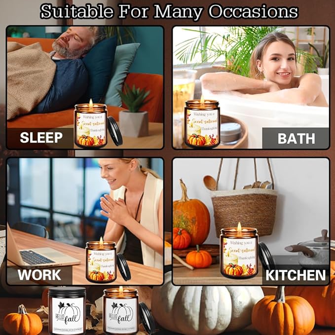 Fall Thanksgiving Pumpkin Maple Leaf Candle - Lavender Scent Soy Wax for Home, Autumn Festival Gift - Bathroom, Kitchen, Bedroom