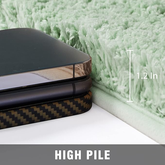 TECHMILLY Non-Slip Bathroom Rugs Sets 2 Piece, Fluffy Soft Luxury Microfiber Shower Mat, Absorbent, Washable & Quick Dry for Bath Floor, Green