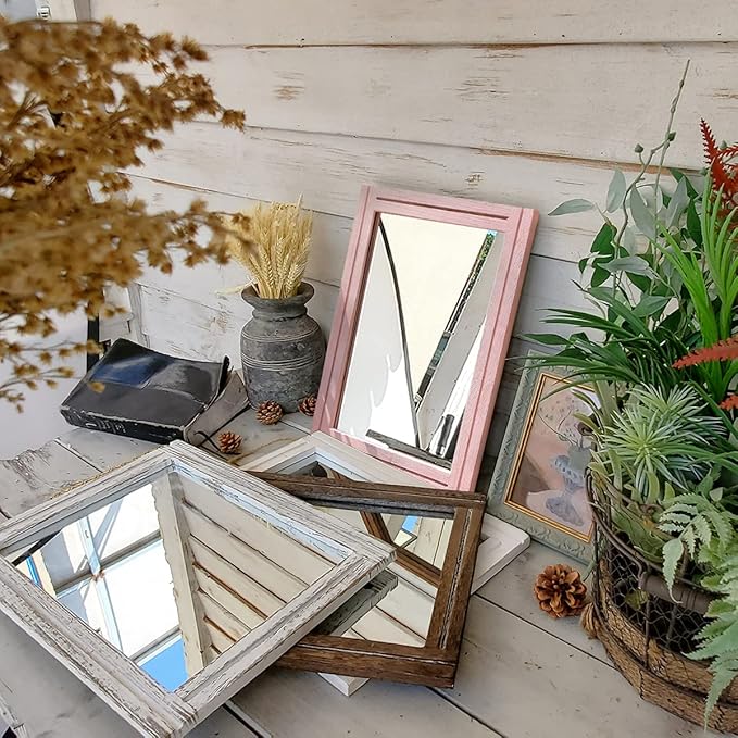 AAZZKANG Rectangle Mirror with Wood Framed Modern Farmhouse Hanging Wall Mirrors Decor for Bedroom Bathroom Living Room Home Entryway