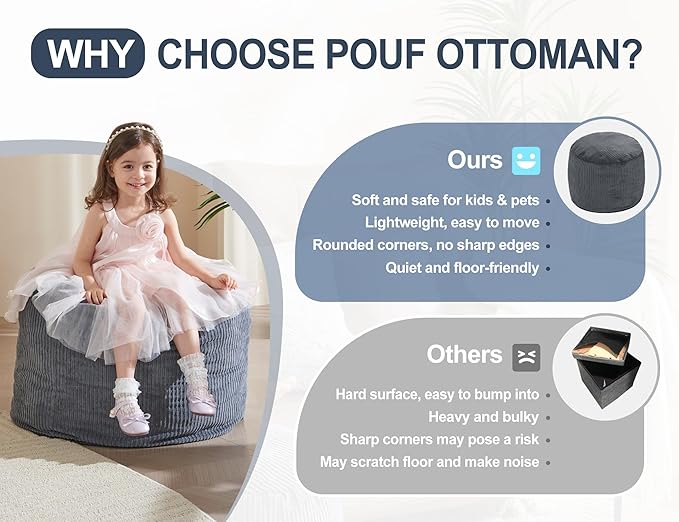 Small Pouf Ottoman Foot Rest Footstool and Ottomans Small for Couch Foot Stools for Living Room Boho Couch Ottomans White Beige Pouf Ottoman 20x15 Foot Rest Poufs Footstool