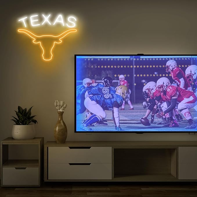 TEXAS Longhorn Neon Sign for Wall Decor -Adjustable Brightness LED Bull Neon Light Signs, Cow Neon Signs - USB Powered Hanging Neon Sign for Game Room, Man Cave, Bar