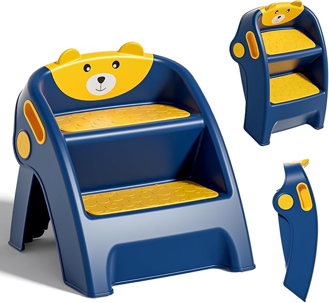 Toddler Step Stool for Bathroom Sink and Potty Training Durable Anti-Slip,Anti-Tip A-Frame,10-Second Assembly, 2-Step Potty Stool with Wide Steps,CPC Certified for Safe and Kids Easy Hand Washing