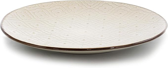 Elama White Lily 16 Piece Luxurious Stoneware Dinnerware with Complete Setting for 4