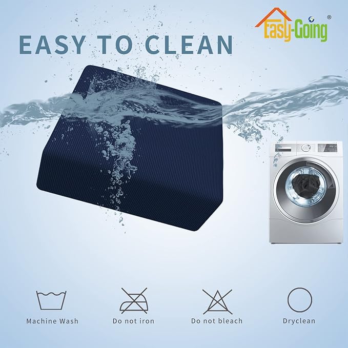 Easy-Going Stretch Square Ottoman Cover 40x40x15 inch Folding Storage Stool Furniture Protector Soft Rectangle slipcover with Elastic Bottom Navy