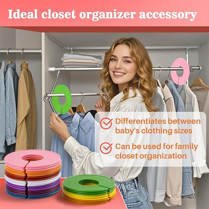 Sukh 30PCS Closet Dividers Clothes Organizers Girl Boy Organizers Clothes Dividers Labels Separators Garment Organizer Hanger Markers Closet Size Dividers 10 Assorted Colors