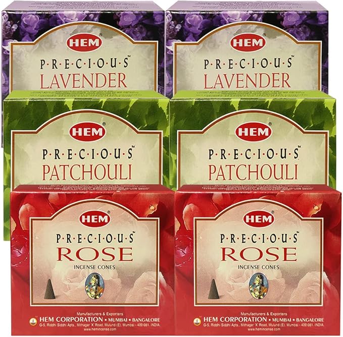 Lavender Patchouli Rose Incense Cones & Holder Bundle Variety Pack From Hem Trumiri Insense Insence