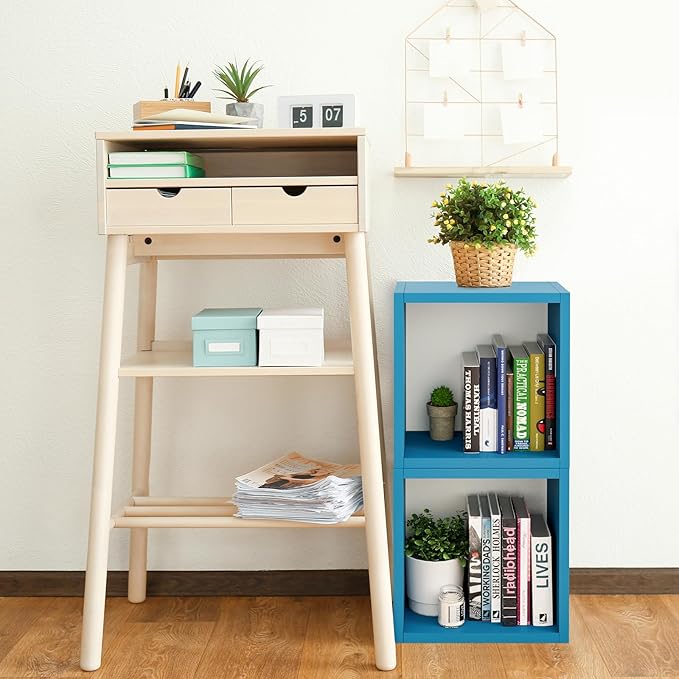 Kaboon Cube Floating Shelves Set2, Display Shelves Wall Mount 7.75" D x 12.5" W x 12.5" H, (Cyan, Square 2 Cubes)