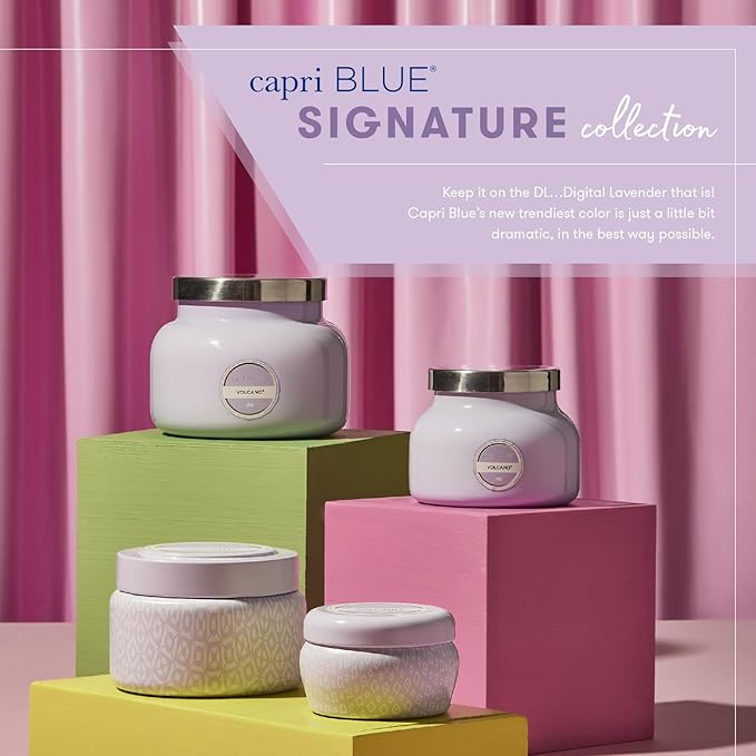 Capri Blue Volcano Scented Candles - Luxury Glass Jar Candles for Home Scented with Tropical Fruit & Sugared Citrus - Soy Wax Blend - Lavender Colored Jar (19 oz)