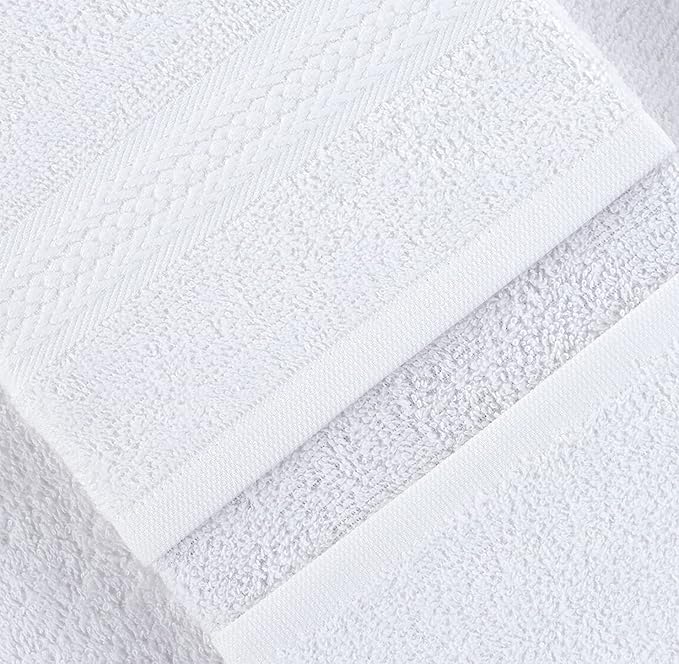 REGAL RUBY 4 Pieces White Washcloths Bath Linen Set Quick-Dry, Highly Absorbent, Soft Feel Towels, Premium Quality Flannel Face Cloths