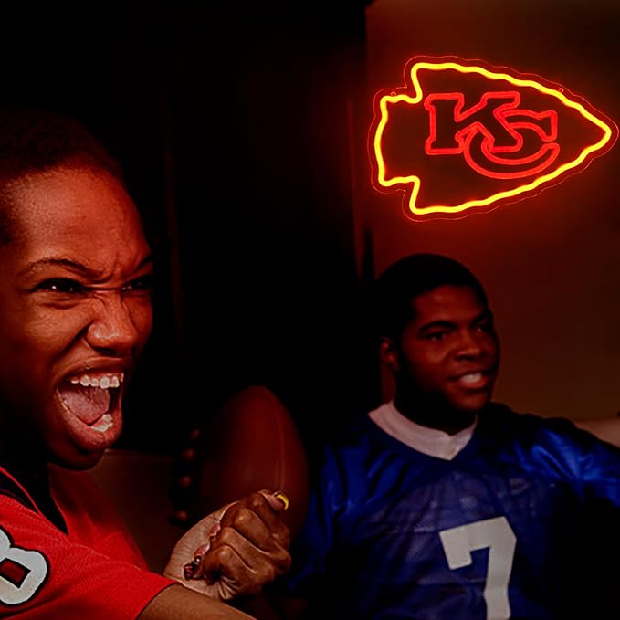 Chief Neon Sign for Wall Decor Football Neon Light for Man Cave or Garage Birthday Gifts for Men with Football or Rugby Team Logo Sign for Bar Dorm Party Game Room Size 16.1 * 10.6In(ZYLD058)