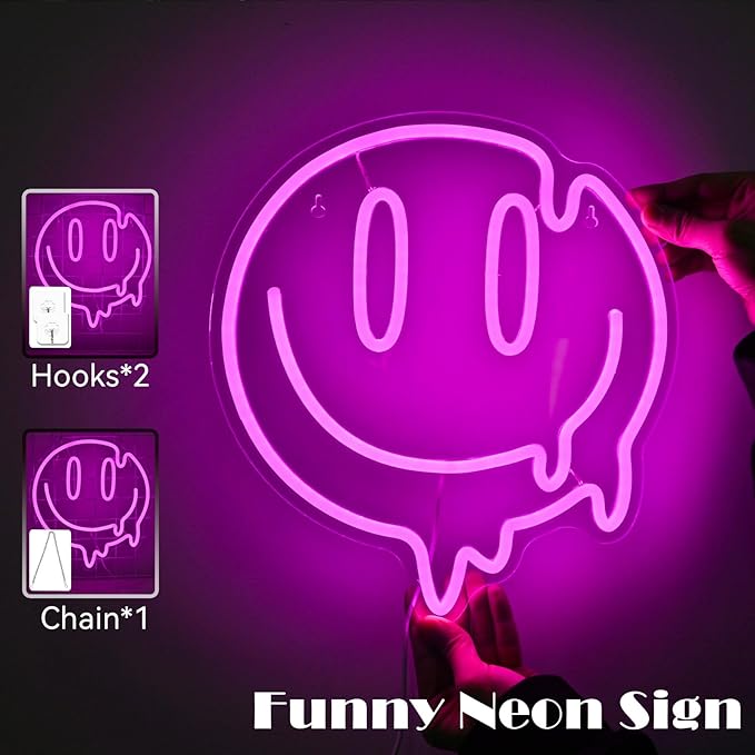 Smile Neon Sign for Wall Decor Boys Bedroom Neon light Signs Smile Boys Teen Gifts Kids Bedroom