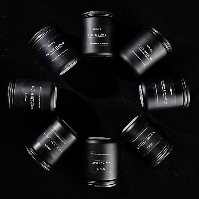 Scented Candles Set | Gifts for Father's Day - 6Pack Masculine Soy Candle for Men, Home Scented, Aromatherapy Gift for Dad- Fragrance of Smoke Vanilla/Leather/Mahogany/Tobacco/Oak/Amber