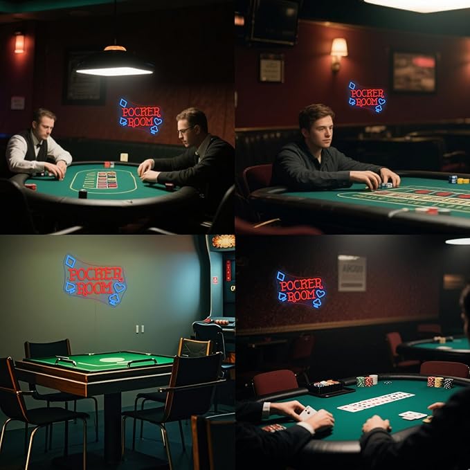 Gamerneon Poker Room Neon Sign Casino Neon Signs for Wall Decor Poker LED Lights for Game Playrooms Gambling Shops Man Cave Bars Club Bedrooms Party Decorations Boys Gifts