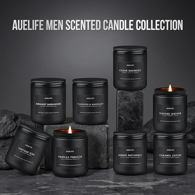 Scented Candles Set for Men - 8 Pack Soy Jar Candle Gift for Fathers Day, Aromatherapy Candle Gifts for Dad & Boyfriend, Masculine Fragrance Candle Scented for Home