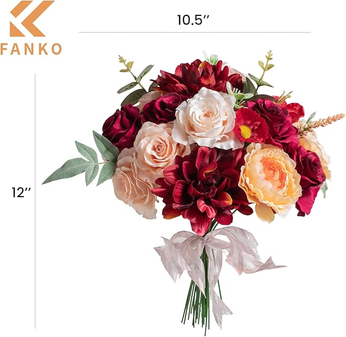 FANKO Rose Artificial Flowers Combo for DIY, Fake Rose Artificial Silk Flowers with Greenery, Real Looking Artificial Faux Flowers for Wedding, Table Decoration, Centerpieces, Party, Home Décor