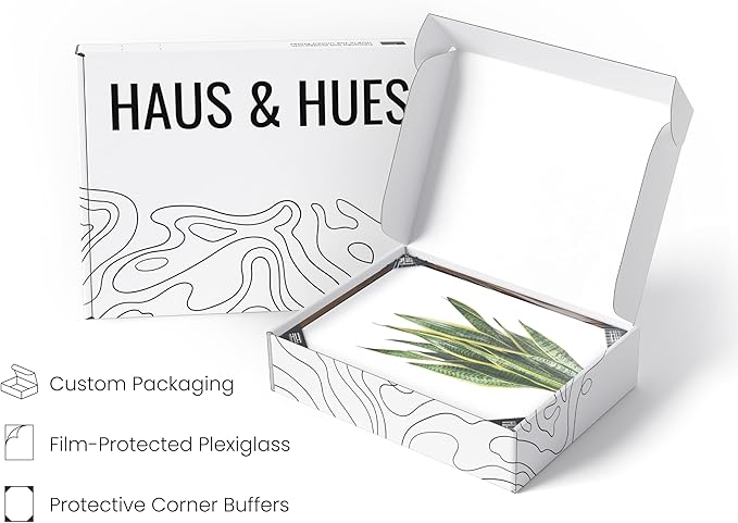 HAUS AND HUES Plant Wall Art - Set of 4 Plant Pictures Wall Art and Green Wall Art Collection, Botanical Prints, Sage Green Leaves Paintings For Wall, Minimalist Wall Art (Walnut Frame, 8x10)