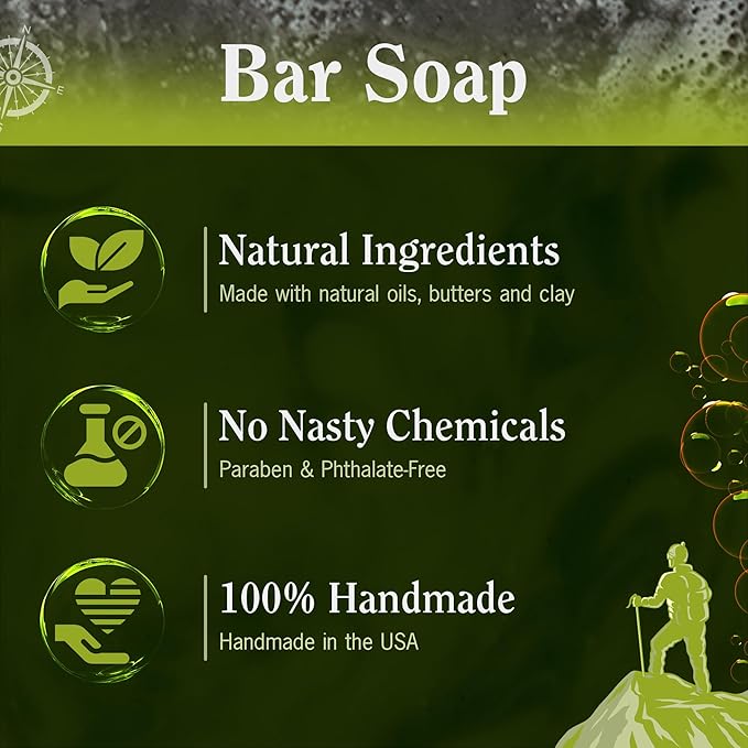 Compass Soap Arctic Rush | Natural Bar Soap for Men & Women | Body & Face Soap Bar for Women and Men | Minimalist & Gentle Lather | Natural Bath Soap, Paraben & Phthalate Free | 5 oz, Pack of 2