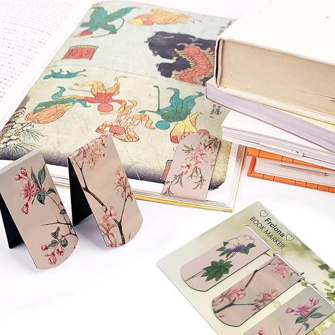 12PCS Magnetic Bookmarks - Magnet Page Markers Page Clips Assorted Book Markers Set with Exquisite Pattern, Bookmarks for Women, Students, and Book Lovers(Floral Style)