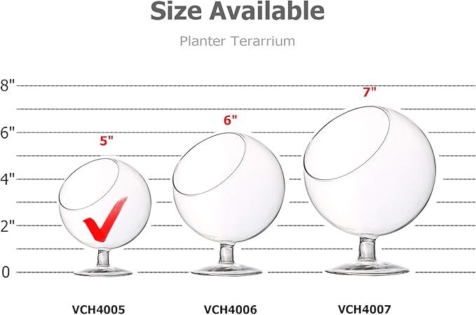 WGV Planter Terrarium with Stand, Ball Diameter 4" Height 5", Clear Glass Floral Container Vase, DIY Succulents Outdoor Garden Home Office Decor Slant Cut Orb, 6 Pieces