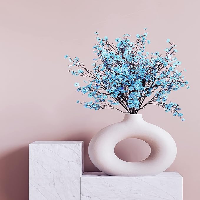 Uieke 15 Pcs Artificial Baby Breath Flowers Fake Gypsophila Bouquets Faux Silk Flower Real Touch Flowers for Wedding Farmhouse Decor DIY Home Party Office Kitchen Hotel Bathroom Garden Blue