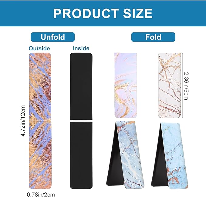 30 Pcs Magnetic Bookmarks, Beautiful Marble Page Markers Magnetic, Marble Magnetic Page Stand Bookmarks for Teachers School Home Office Reading Bookmarks