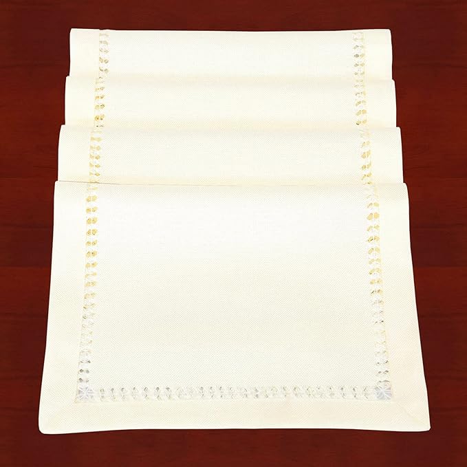 Grelucgo Handcrafted Solid Color Dining Table Placemats, Double-Hemstitched (Cream, 12 x 18 Placemats (Set of 4))