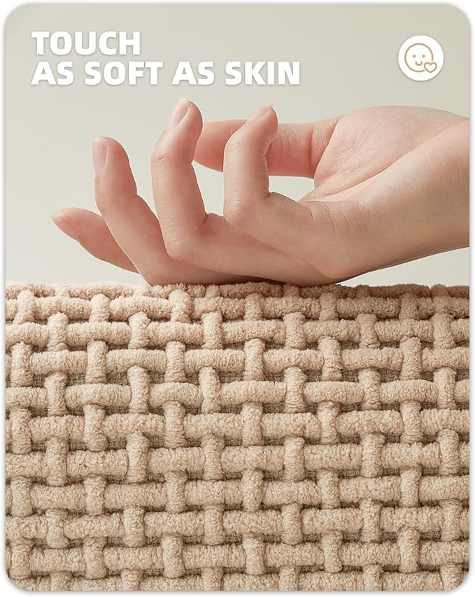 Color&Geometry Chenille Toilet Rugs U Shaped Washable, Absorbent, Stain Resistant, Non Slip, Quick Dry, 20"x24" Beige Toilet Mat for Bathroom Contour Bath Rugs for Toilet Base, Standard-Sized