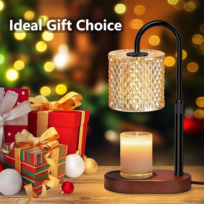 Electric Candle Lamp Warmer with Timer Dimmer Adjustable Height,Gifts for Women and Men,Vintage Home Decor with 2 Bulbs