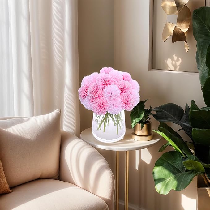 Kimura's Cabin 20Pcs Fake Silk Flower Artificial Ball Flowers Chrysanthemum Flower Faux Mums Flowers Wedding Arrangements Bouquets Decor Home Garden Table Centerpieces (Pink Light Pink)