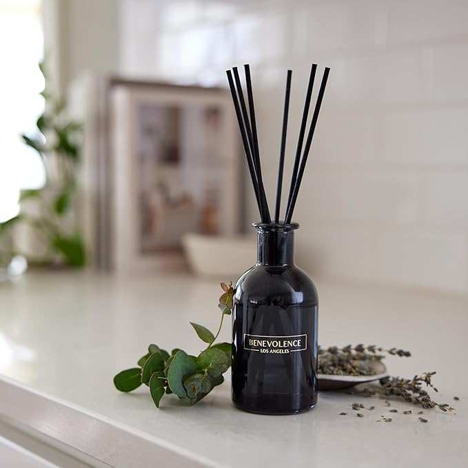 Benevolence LA Reed Diffusers for Home, Lavender & Eucalyptus Relaxing Fragrance | Aromatherapy Reed Diffuser Sticks with Gift Box, Scented Sticks for Bathroom | Home Decor
