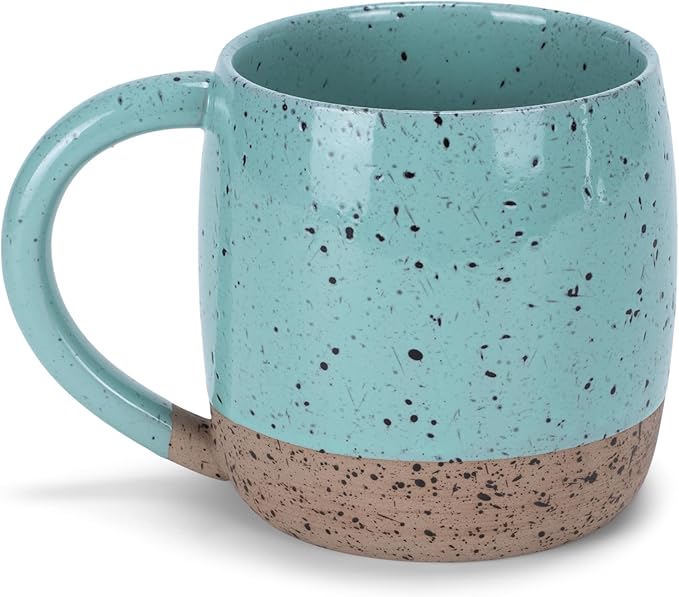 Elanze Designs Speckled Raw Bottom 17 ounce Ceramic Mug, Mint Green