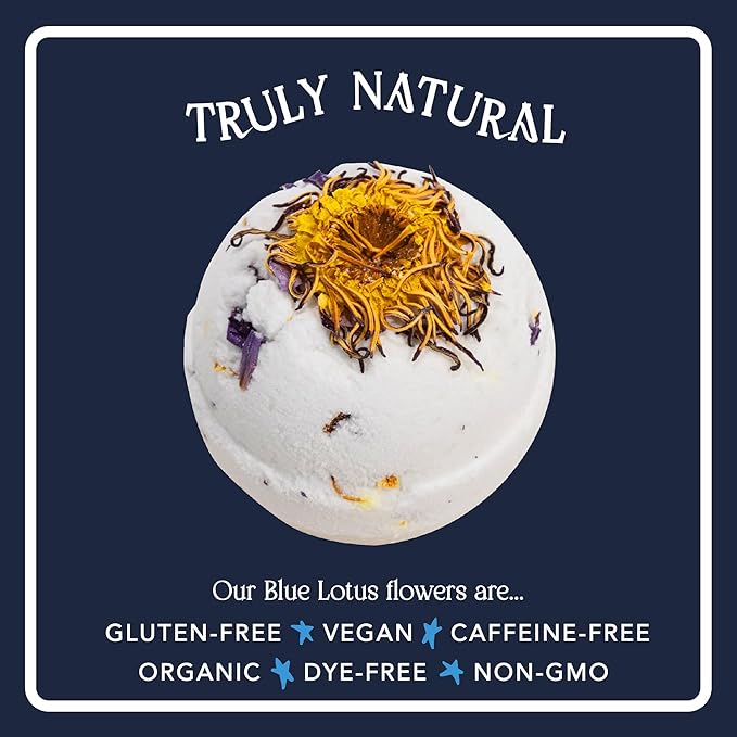 Blue Lotus Bath Bomb – Relaxing Spa-Grade Bath Soak with Calming Aromatherapy & Soothing Experience, Sleep Support, Meditation | 1 Pack