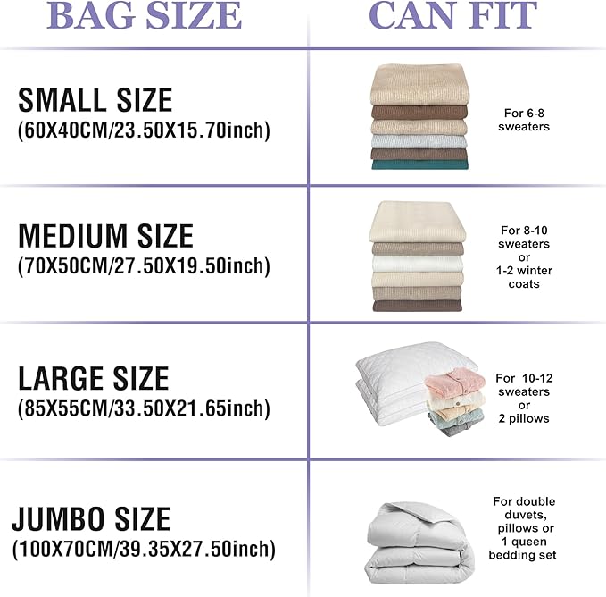 Vacuum Storage Bags with Electric Pump, 22 Combo (3Large/3Jumbo/8Medium/8Small) Space Saver Bags Vacuum Seal Bags with Pump, Space Bags, Comforters, Blankets, Beddings