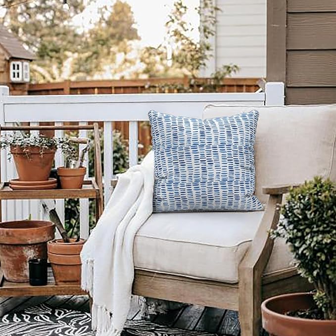 LVTXIII Pack of 2 Outdoor Throw Pillow Covers Accent Waterproof Pillow Covers ONLY, Patio Square Cushion Cases for Garden Balcony Couch Sofa Decoration 20x20 inch, Pebble Blue