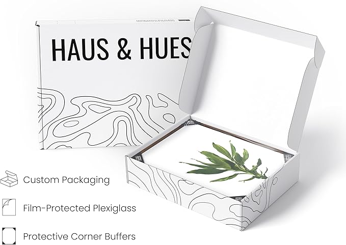 HAUS AND HUES Plant Wall Art - Set of 4 Plant Pictures and Green Wall Art Collection, Botanical Prints, Sage Green Leaves Paintings For Wall, Minimalist Poster (Walnut Frame, 11x14)
