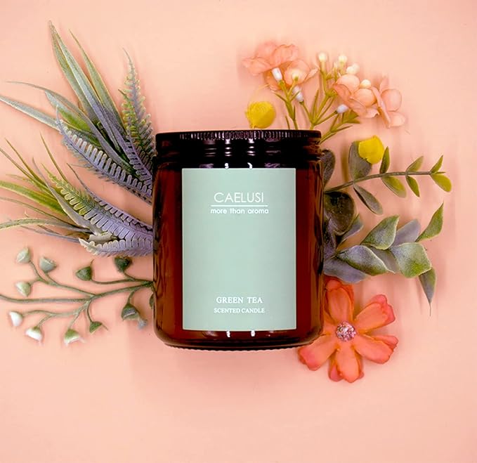 Candles for Home Scented Aromatherapy Candles Natural Soy Wax Candles Gifts for Women/Men Premium Candle with Essential Oils Long Lasting Amber Jar Candles(Vanilla Green Tea 1 Jar 15.9 oz)