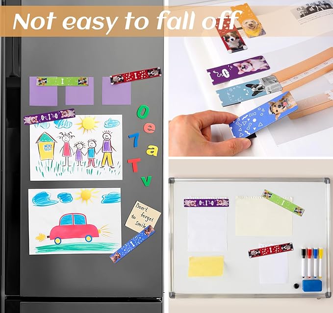 ABSOFINE 15PCS Magnetic Bookmarks, 3.1" Cute Dogs Large Size Magnetic Page Clips Bookmark, 15 Designs Pet Dogs Waterproof Sturdy Bookmarks for Kids Women Book Lovers