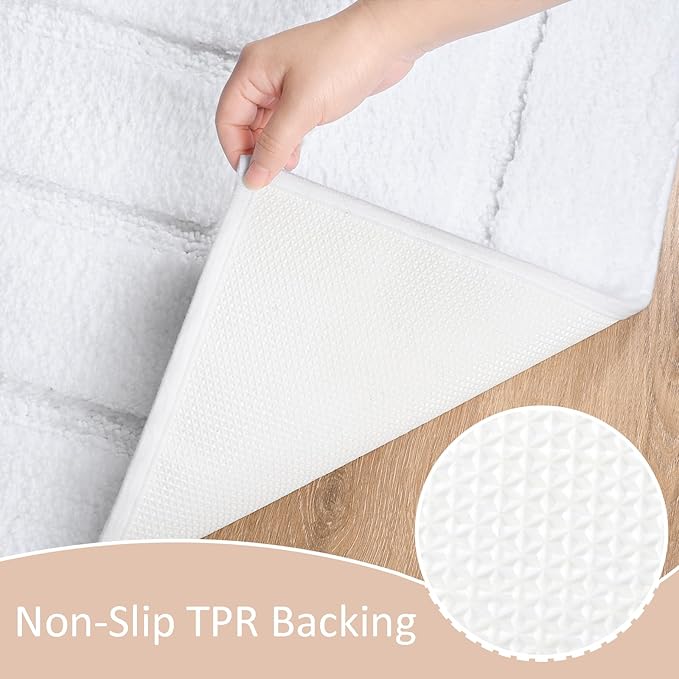 HOMORE Bathroom Rug 24x48 Inch Soft Absorbent Bathroom Runner Rug, Washable Bath Rugs Long Non Slip Bath Mat for Shower Tub,White