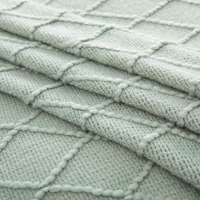 Homiest Decorative Knitted Throw Blanket with Fringe Soft & Cozy Tassel Blanket for Couch Sofa Bed (50" x 60", Aqua)