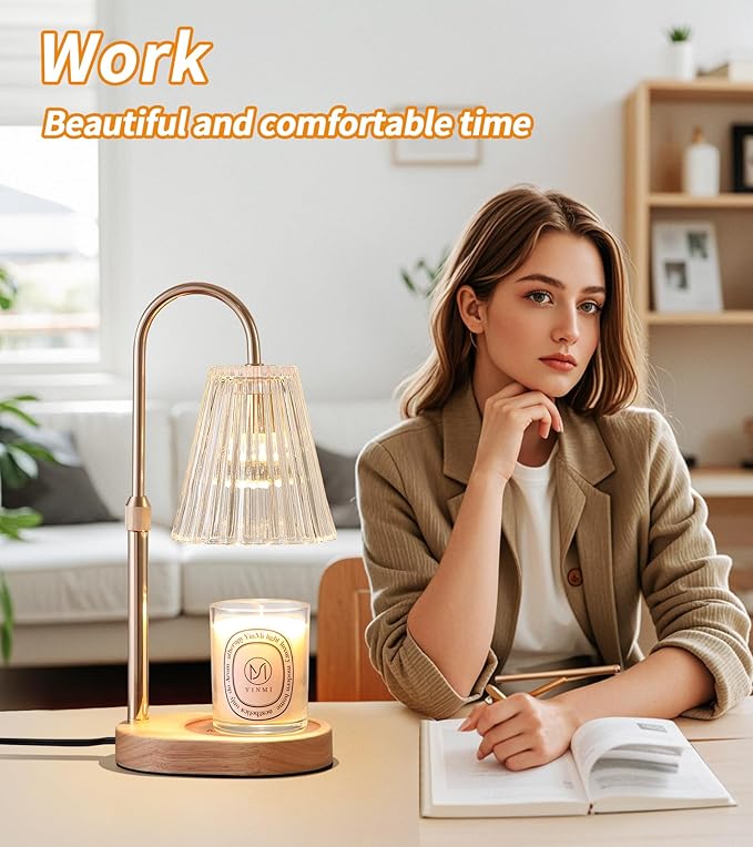 Candle Warmer Lamp WithTimer and Dimmer,Fragrance Electric Wax Melt Warmer with 2 Bulbs,Scented Jar Lamp,Mother's Day/Birthday/Christmas Gifts for Mom/Wife,Home Decor,Adjustable Height