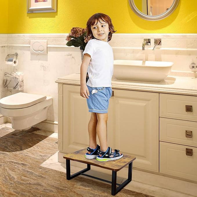 Wooden Step Stool,Bed Step Stool for Adult,Wood One Step Stool for Kitchen, Bedroom, Living Room, Bathroom Hold up to 500lbs