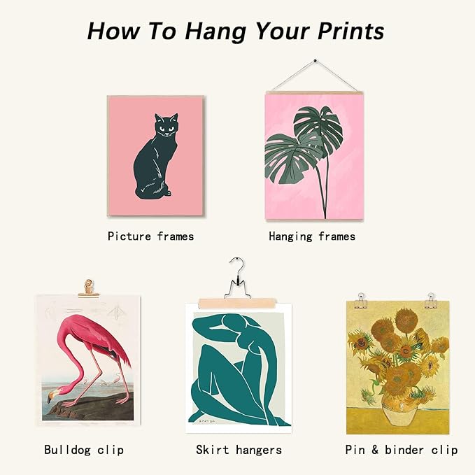 Vintage Wall Art Canvas Prints, Maximalist Home Decor - Eclectic Gallery Wall Prints for Dorm Bedroom, Unframed
