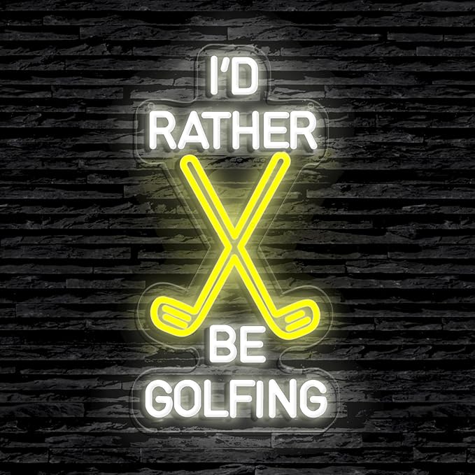 I’d Rather Go Play Skiing Basketball Football Golf Baseball Lovers Neon Sign Birthday Christmas Gifts Bedroom Man Cave Beer Bar Wall Dormitory Decor (Light - Golfing)