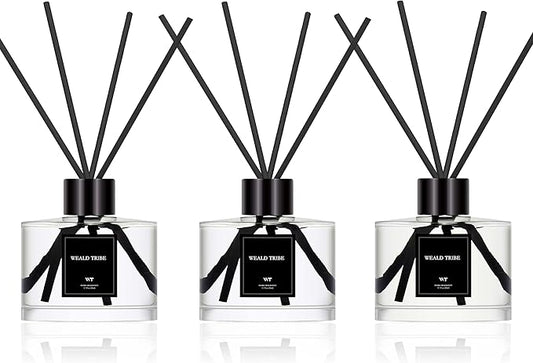 Reed Diffuser Set of 3 for Bathroom Air Fresheners, Oil Diffuser Sticks | Gardenia,Lavender & Eucalyptus,Jasmine & Lily Scent(1.7 fl oz Each Pack) Home Fragrance with 12 Sticks Defusers | Shelf Decor