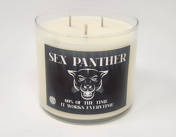 Sex Panther Candle ~ 3 Wick Scented Soy 14.5oz Candle ~ 80 Hour Burn Time ~ Aromatherapy Soy Candles ~ Made in USA by S&M Candle Factory (14.5 oz, White)