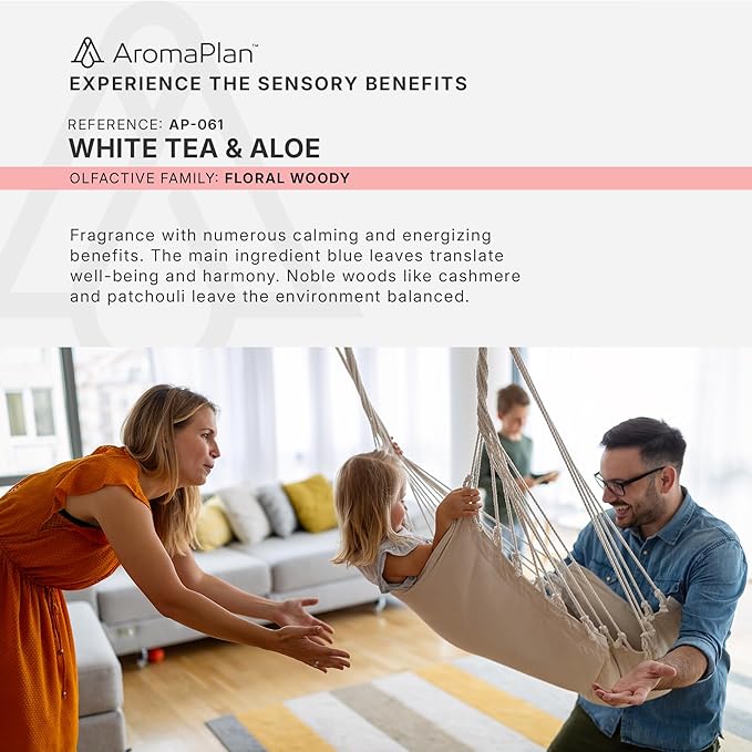 Aromaplan Hotel Scents White Tea & Aloe 5 Fl Oz (148ml), Home Luxury Aroma & Hotel Fragrance Diffuser Oil- Hotel Diffuser Oil for Aromatherapy- USA Made, Bigger Bottle, Bolder Aroma & Longer Lasting