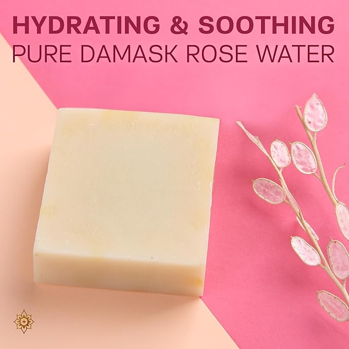 AUTHENTIC BATH & SOAP - Organic Rose Soap Bar X2 - Handmade, Natural Castile Soap Bar Moisturizing Bar Soap for Women Gift, Made with Rose Essential Oil and RoseWater. (2PK) 4.2 Oz Each