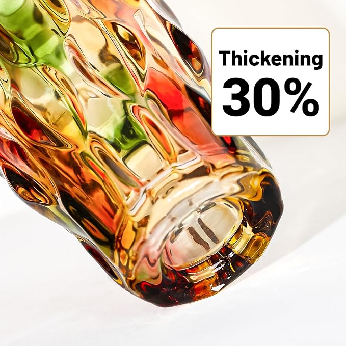 CEMABT 9.5inch 3.4 lb Glass Vases for Flowers Unbreakable Thickened Morden vase for Tables Centerpieces,Colorful,Vintage and Clear Rose Large Flower vases for Bouquet Unique Gifts(Rosa Colorful)